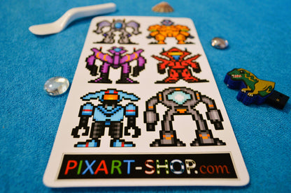 6 Stickers Pixel Art "MECHAS"