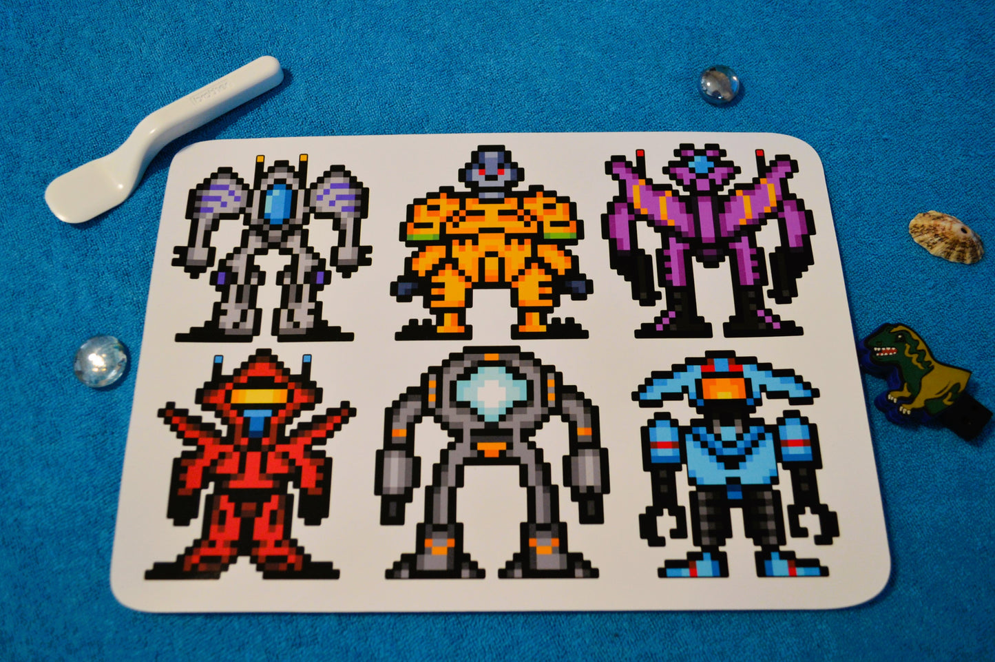 6 Stickers Pixel Art "MECHAS"